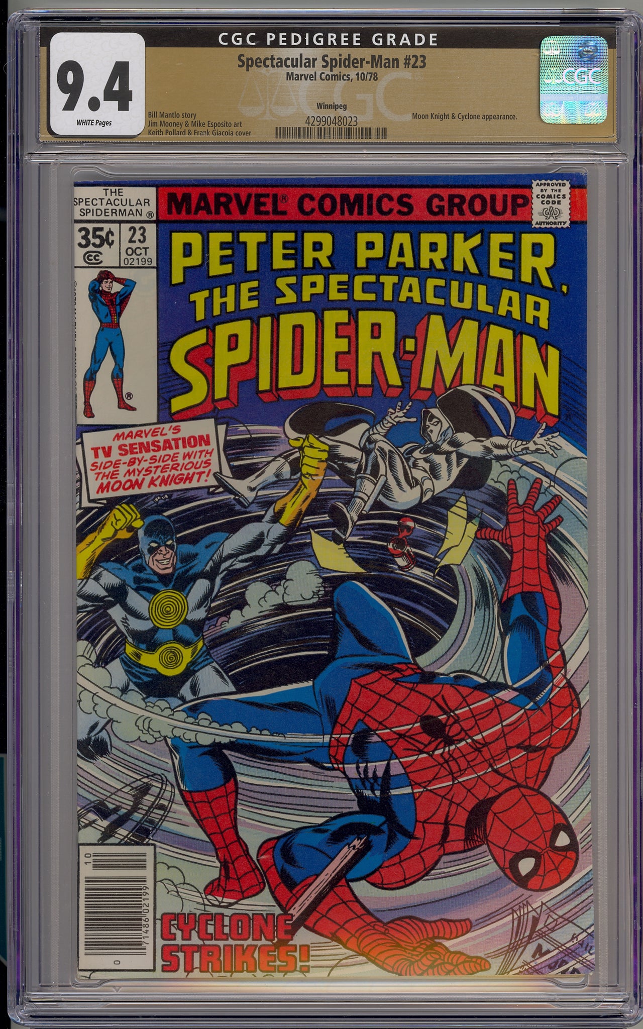 Spectacular Spider-Man #23 (1978) Moon Knight, Winnipeg Pedigree