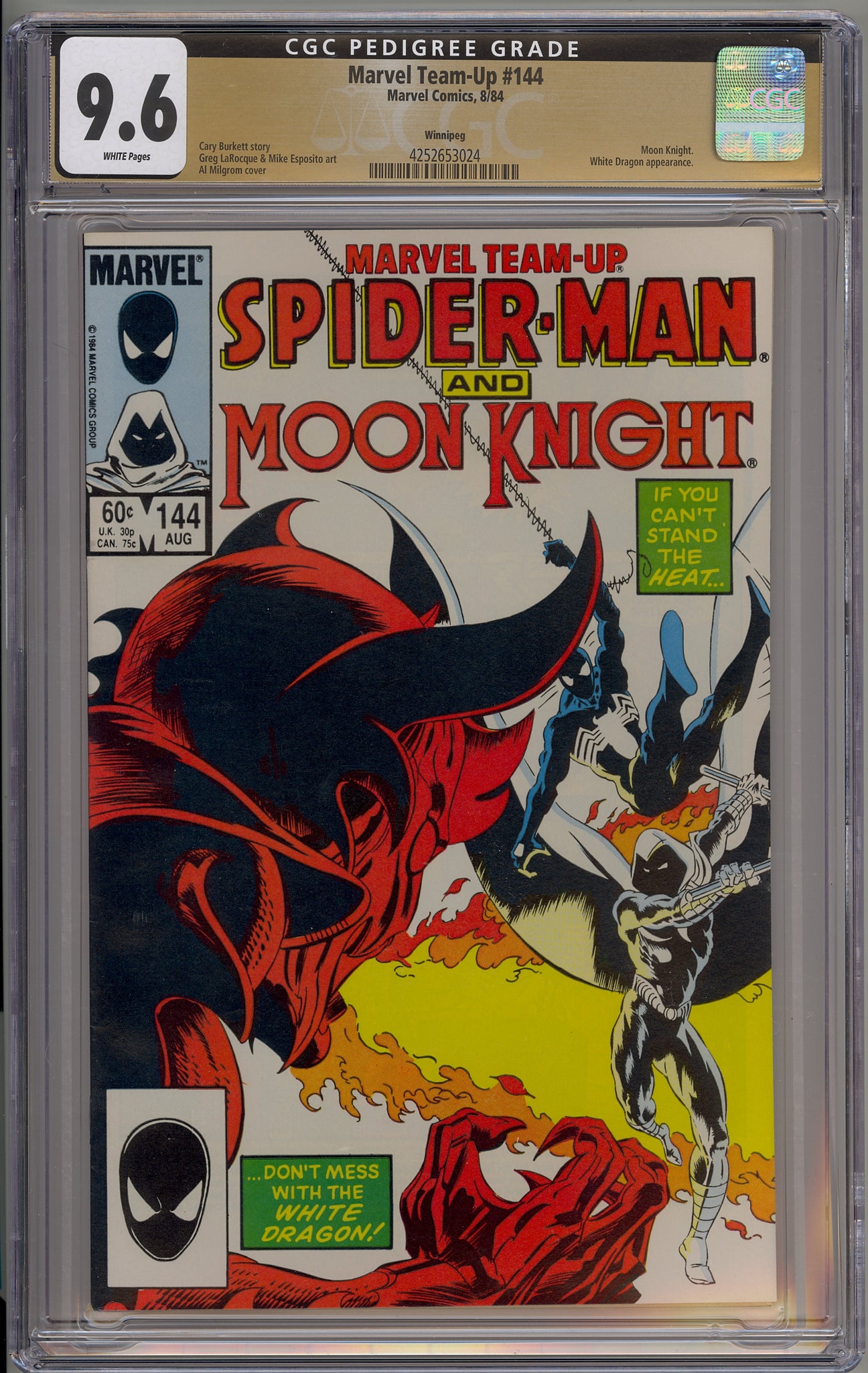 Marvel Team-Up #144 Moon Knight, Spider-Man, Winnipeg Pedigree