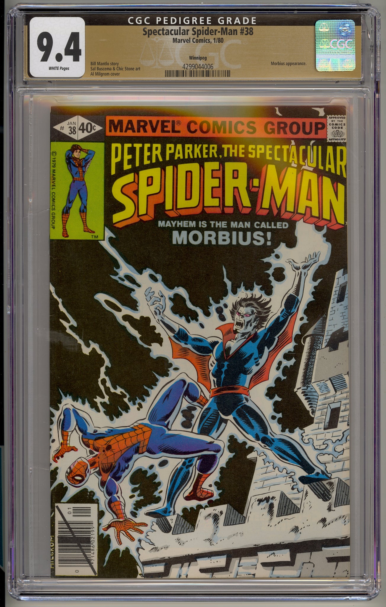 Spectacular Spider-Man #38 (1980) Morbius, Winnipeg pedigree