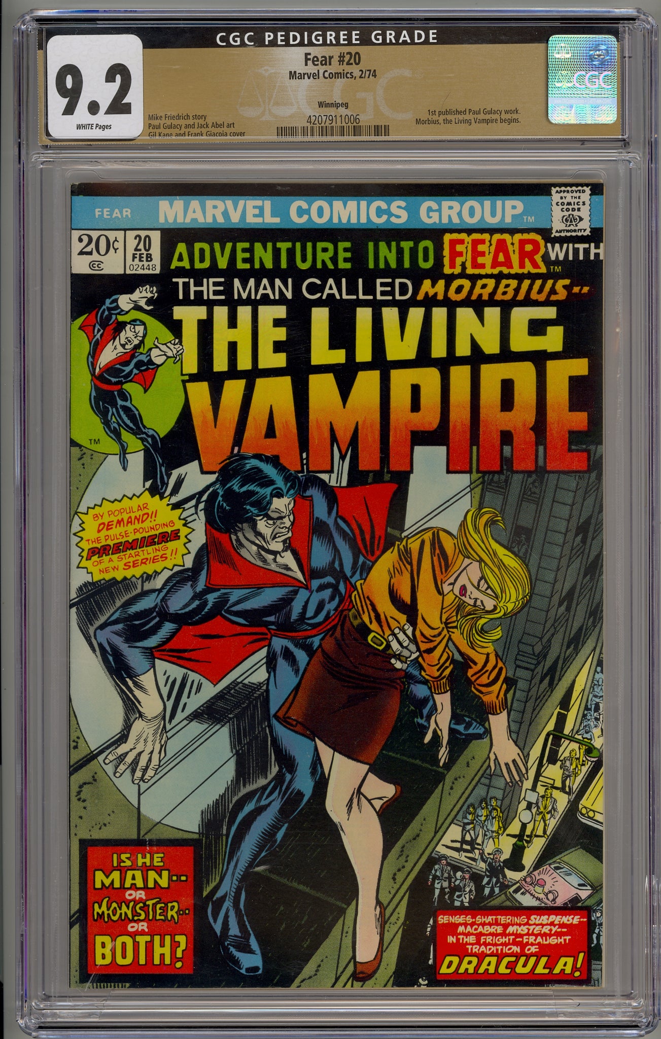 Adventure Into Fear #20 (1974) Winnipeg pedigree copy, Morbius
