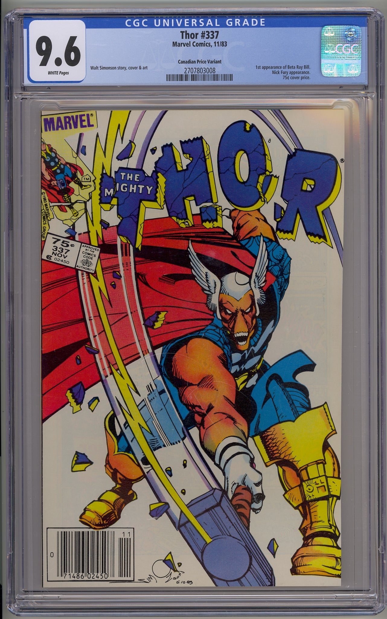 Thor, The Mighty #337 (1983) Beta Ray Bill, Canadian price variant