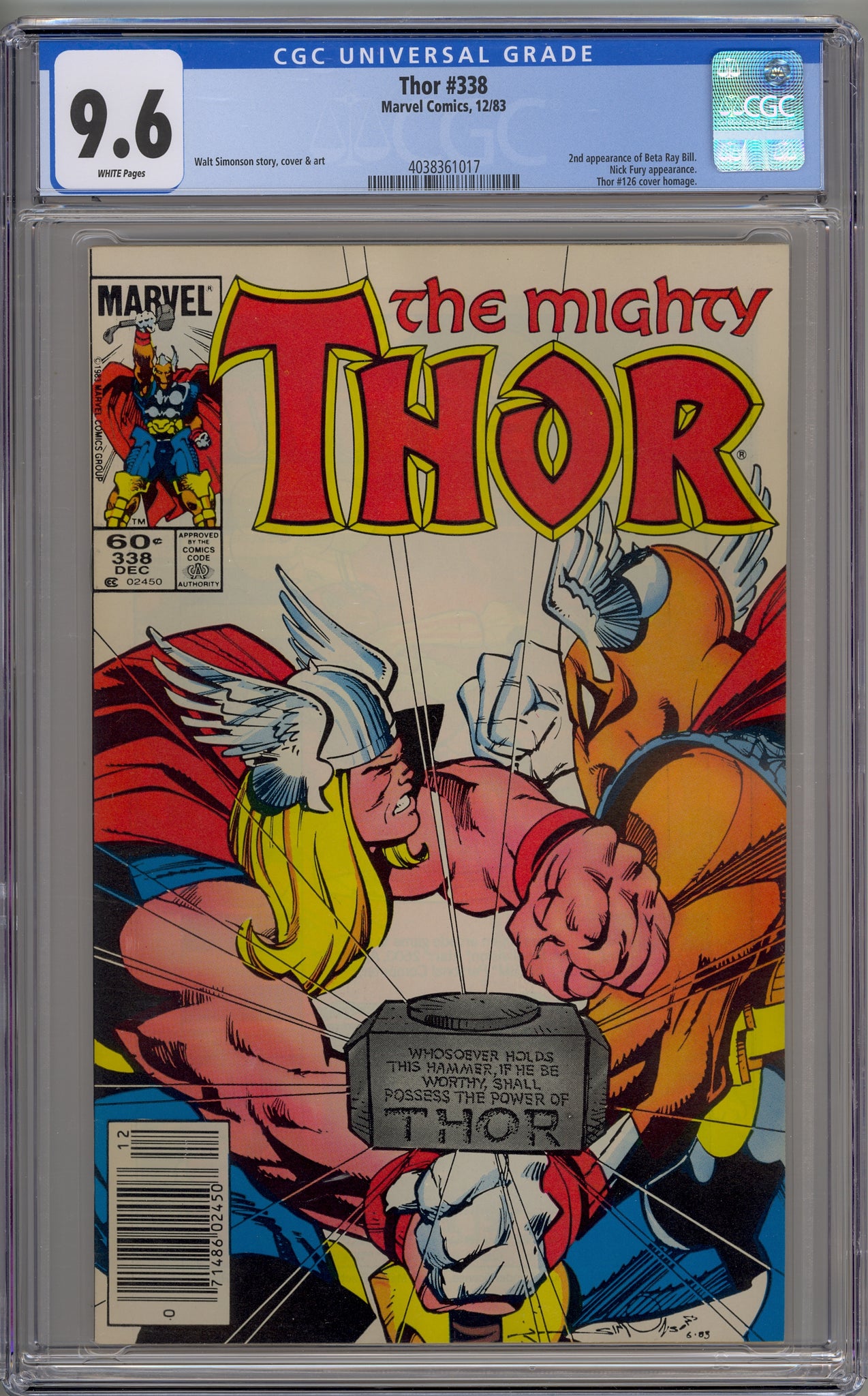 Thor, The Mighty #338 (1983) Beta Ray Bill, newsstand edition