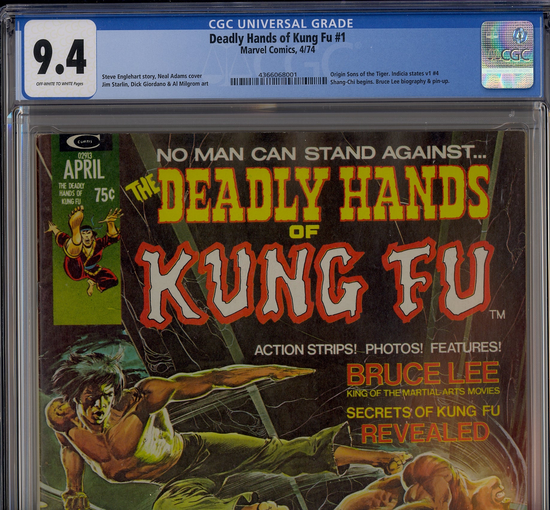 Deadly Hands of Kung Fu #1 (1974) Shang Chi, Neal Adams, Bruce Lee
