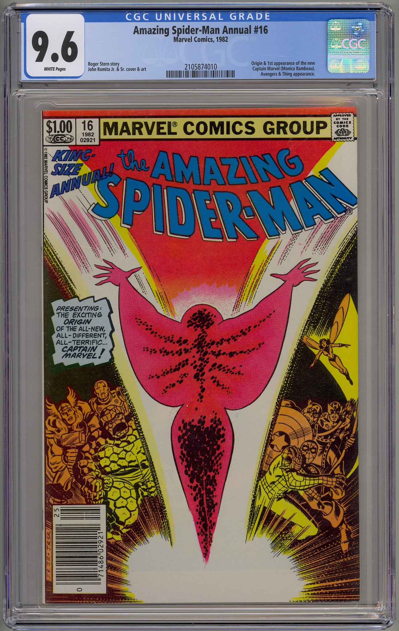 Amazing Spider-Man Annual #16 (1982) Captain Marvel, Monica Rambeau, Avengers - newsstand edition