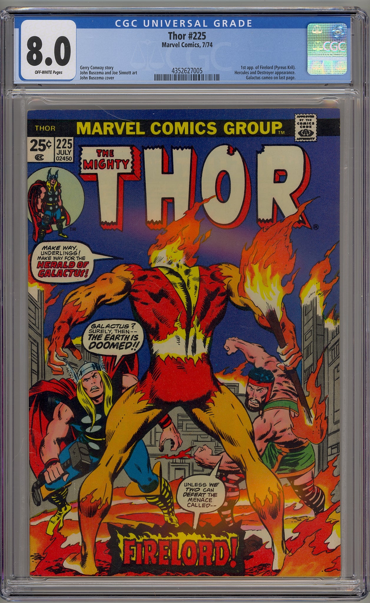 Mighty Thor, The #225 (1974) Firelord, Hercules, Galactus