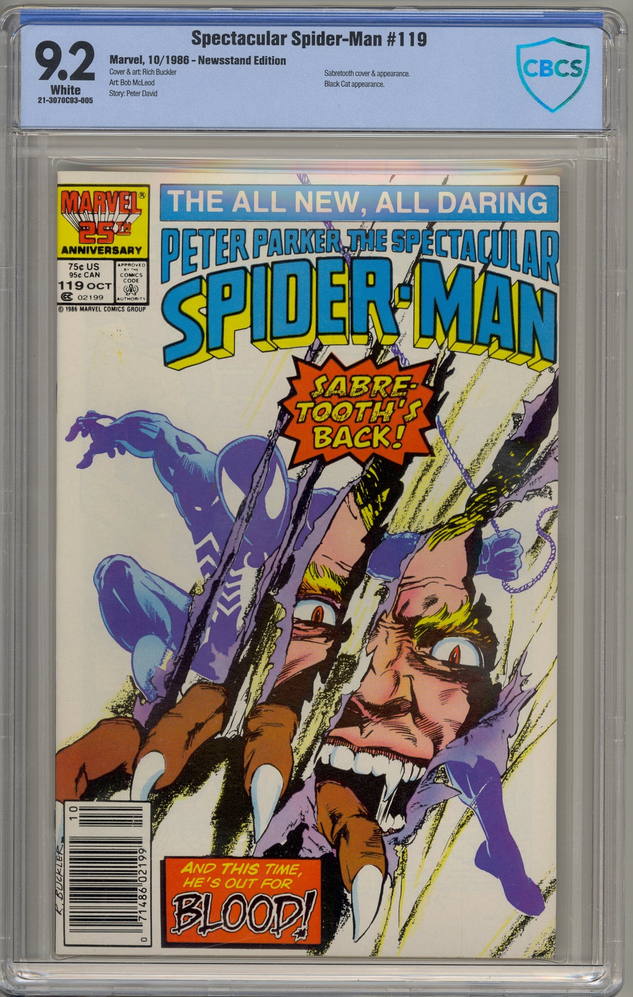 Spectacular Spider-Man #119 (1986) newsstand edition - Sabertooth