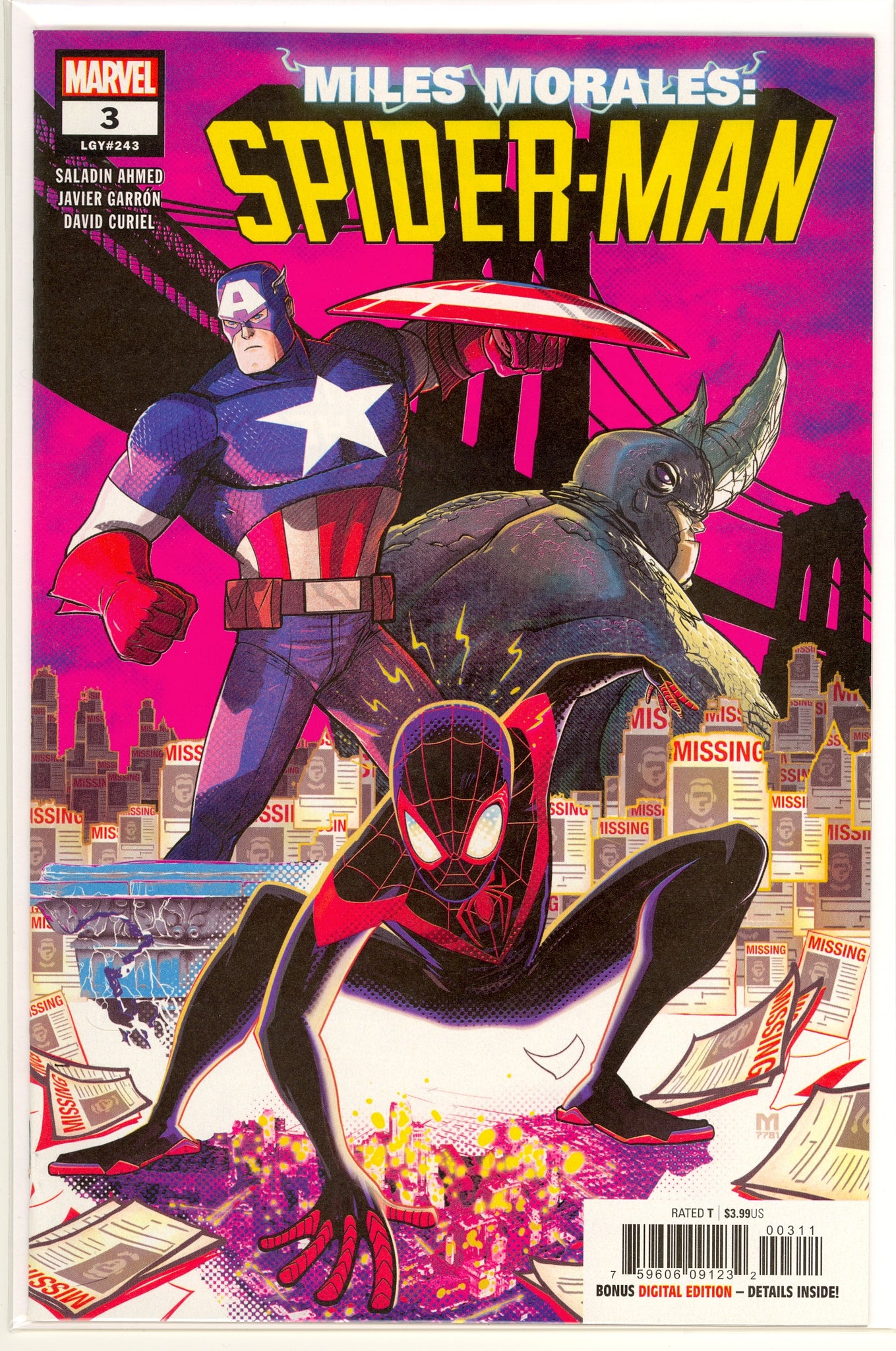 Miles Morales:  Spider-Man #3 (2019) Snatcher, Captain America, Rhino
