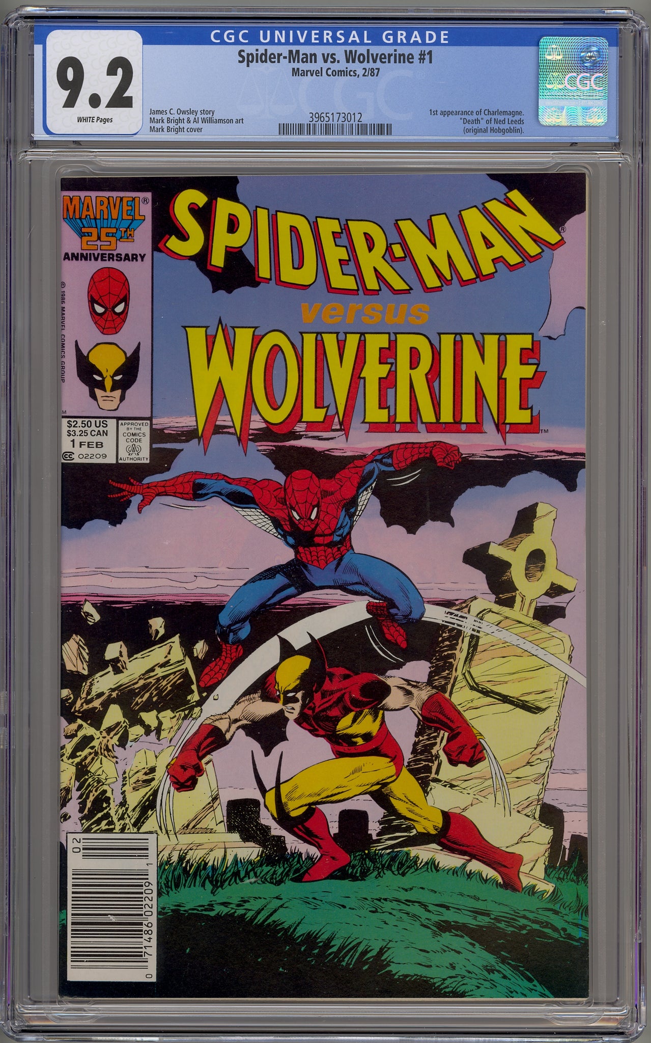 Spider-Man vs. Wolverine #1 (1987) newsstand edition