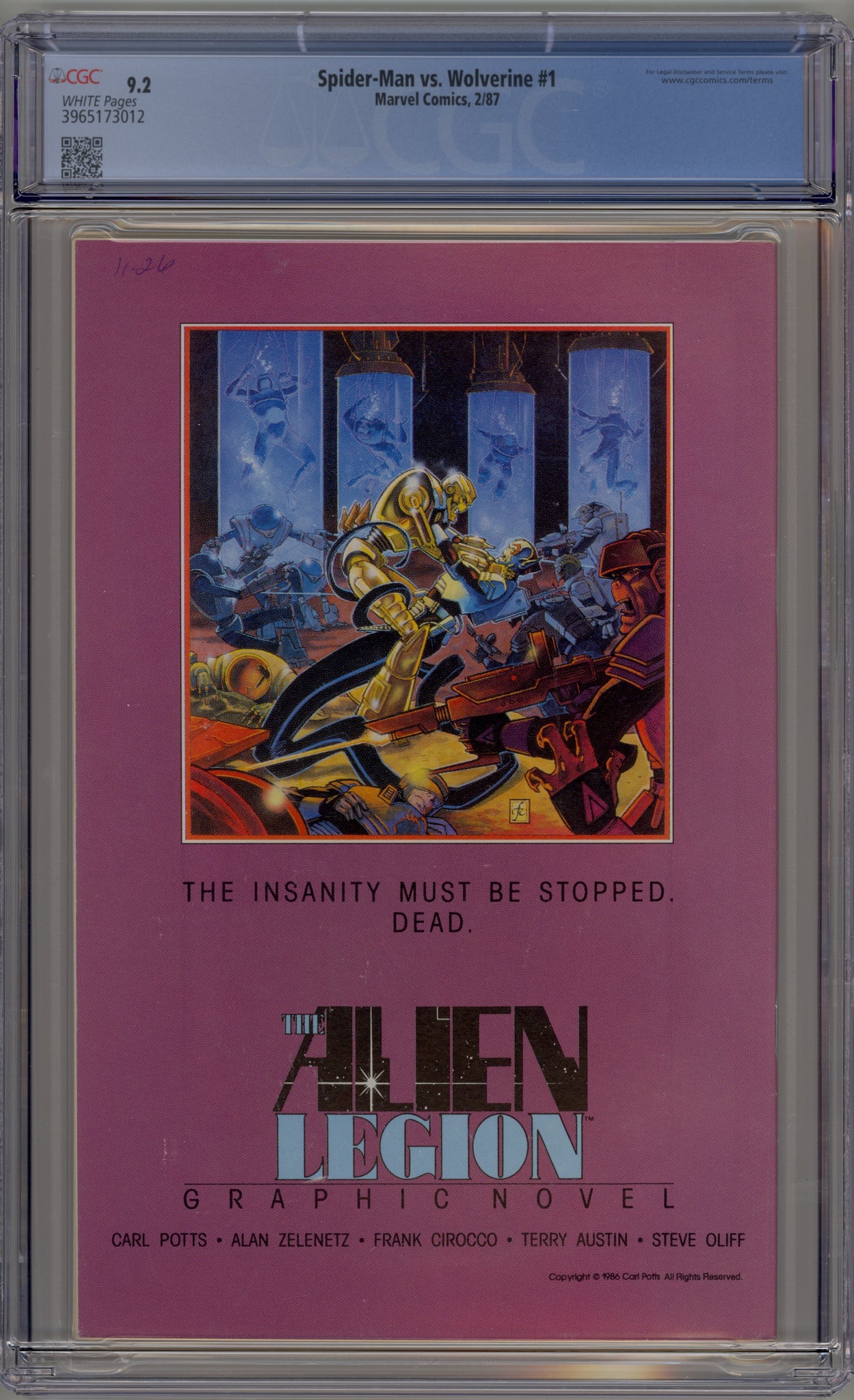 Spider-Man vs. Wolverine #1 (1987) newsstand edition