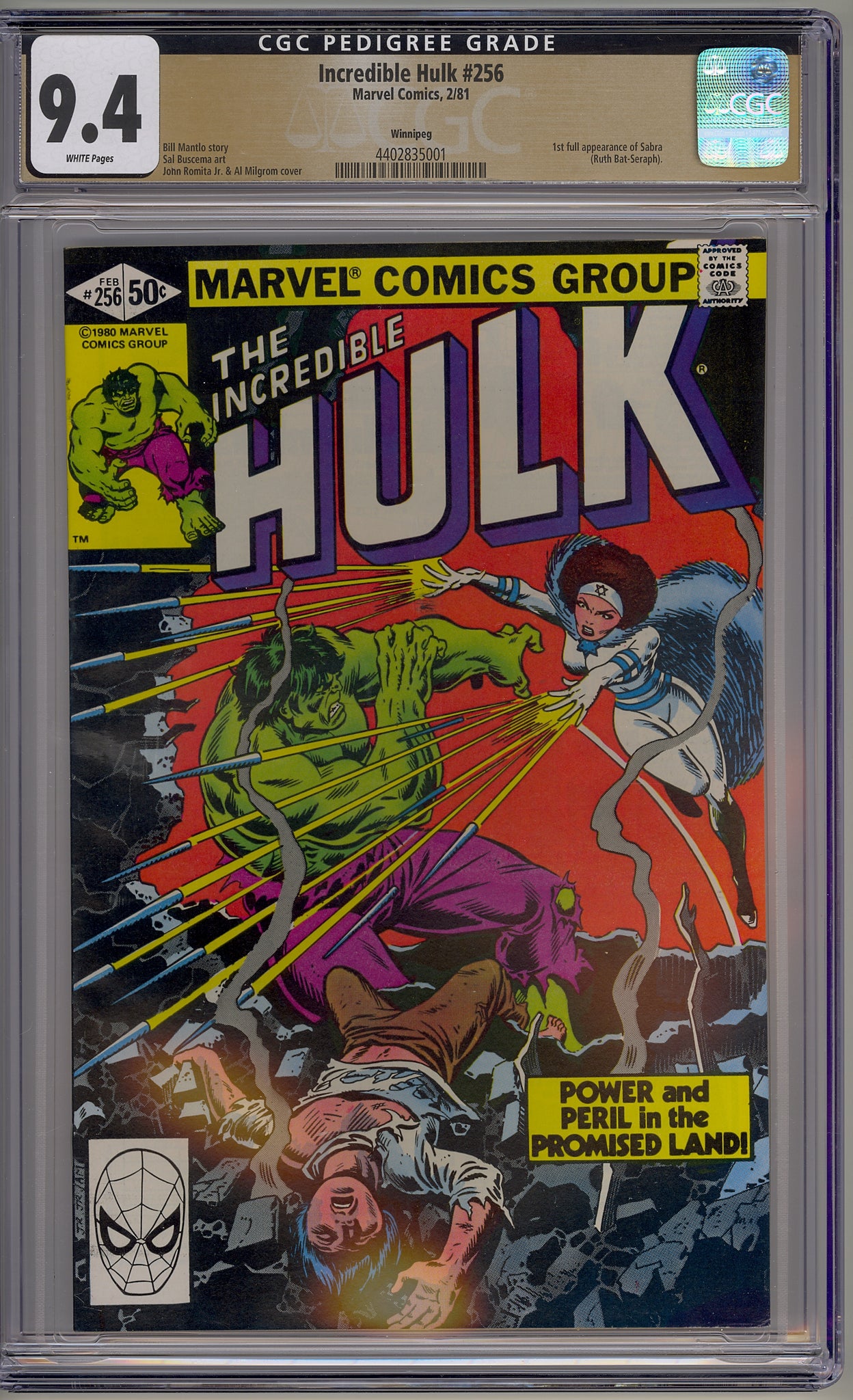 Incredible Hulk #256 (1980) Sabra, Winnipeg pedigree