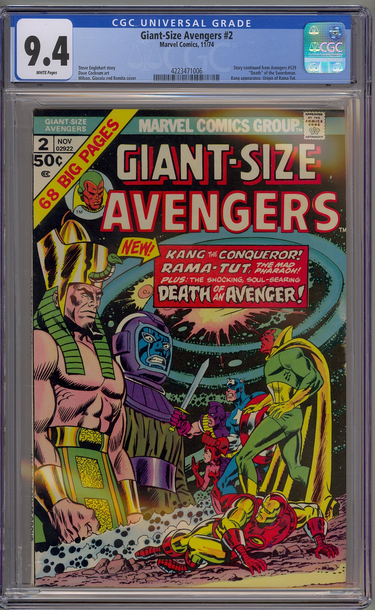 Giant Size Avengers #2 (1974) Swordsman, Kang, Rama-Tut, Mantis, Hawkeye