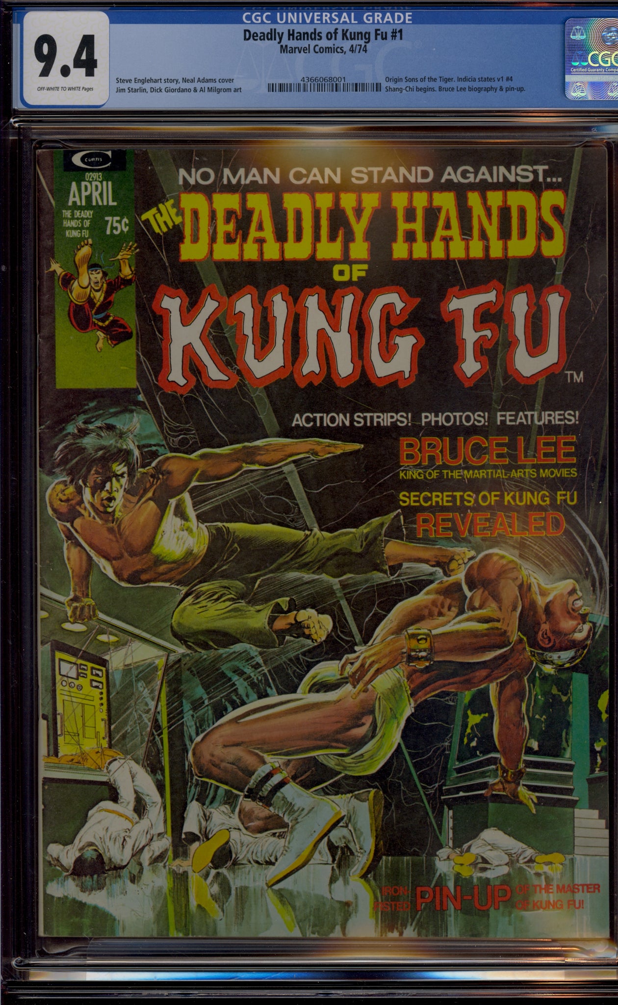 Deadly Hands of Kung Fu #1 (1974) Shang Chi, Neal Adams, Bruce Lee