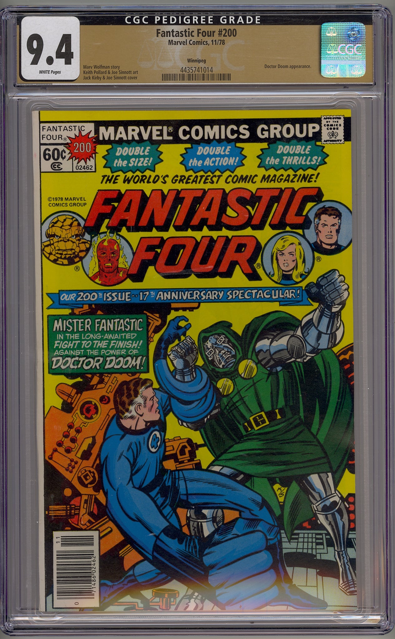 Fantastic Four #200 (1978) Doctor Doom, Winnipeg pedigree