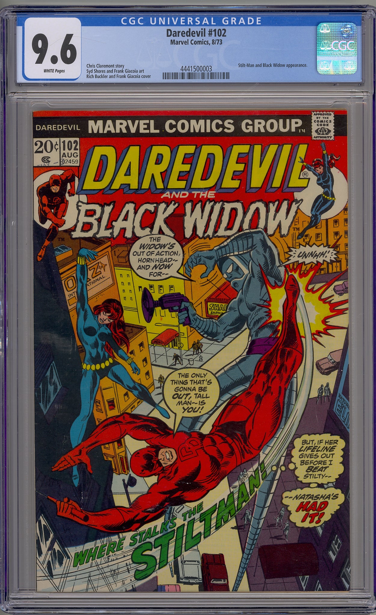 Daredevil #102 (1973) Stilt Man, Black Widow, Chris Clarement