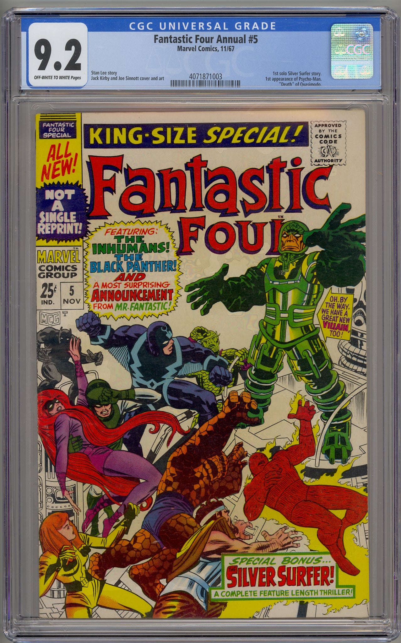 Fantastic Four Annual #5 (1967) Silver Surfer, Inhumans, Psycho-Man