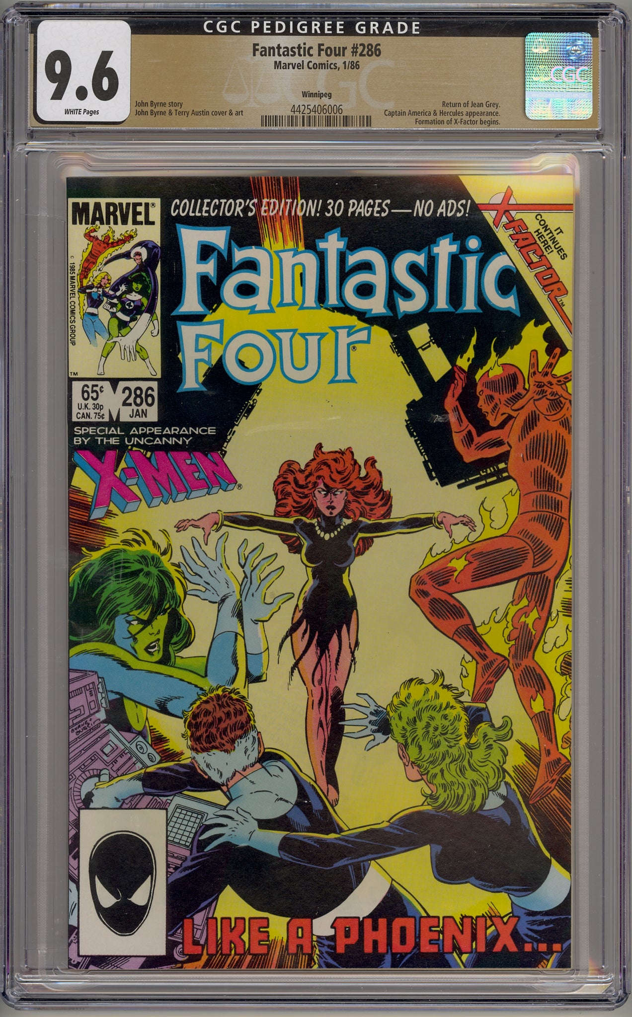 Fantastic Four #286 (1986) X-Factor, Winnipeg pedigree