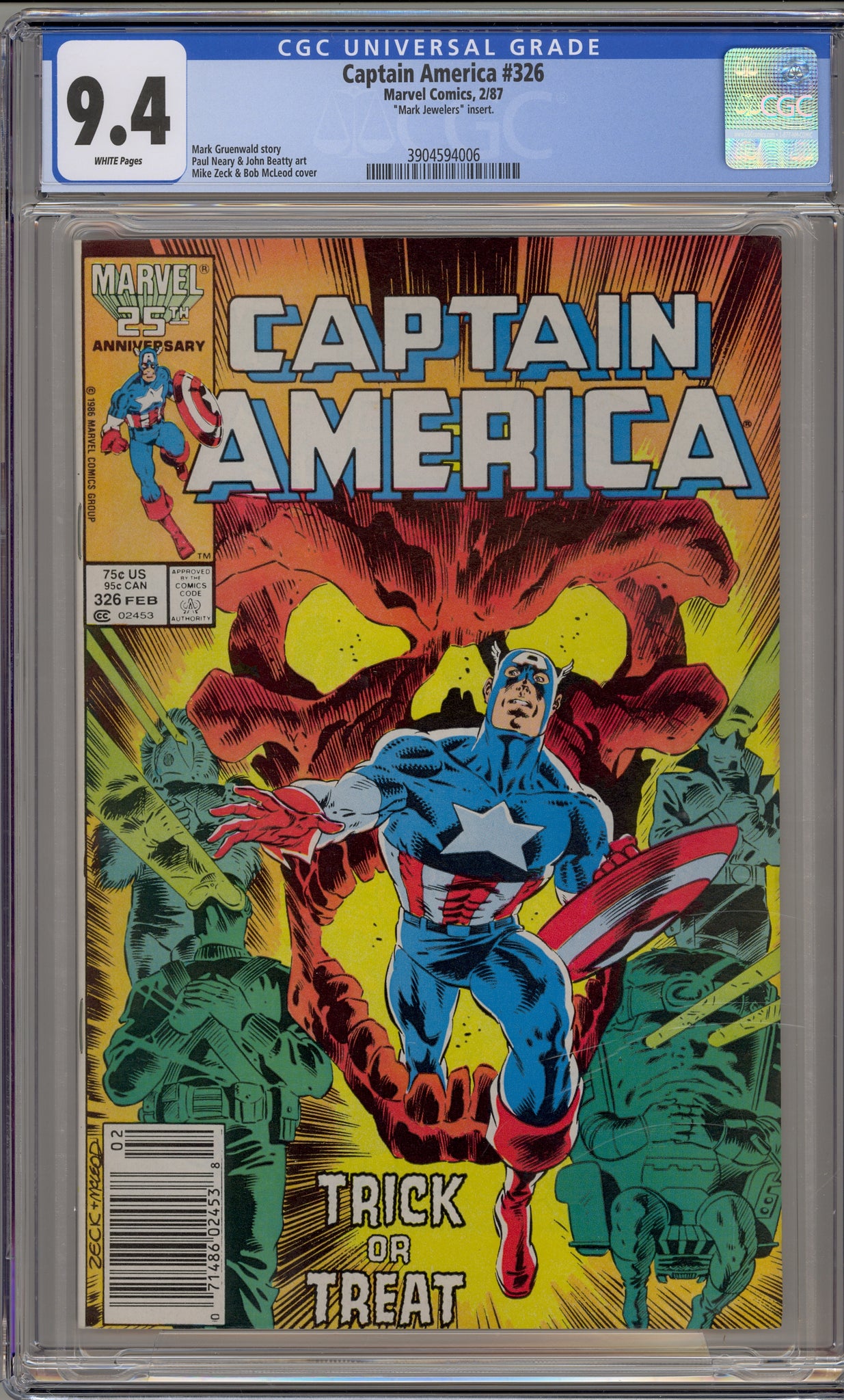 Captain America #326 (1987) Mark Jewelers newsstand variant - Dr. Faustus, Red Skull