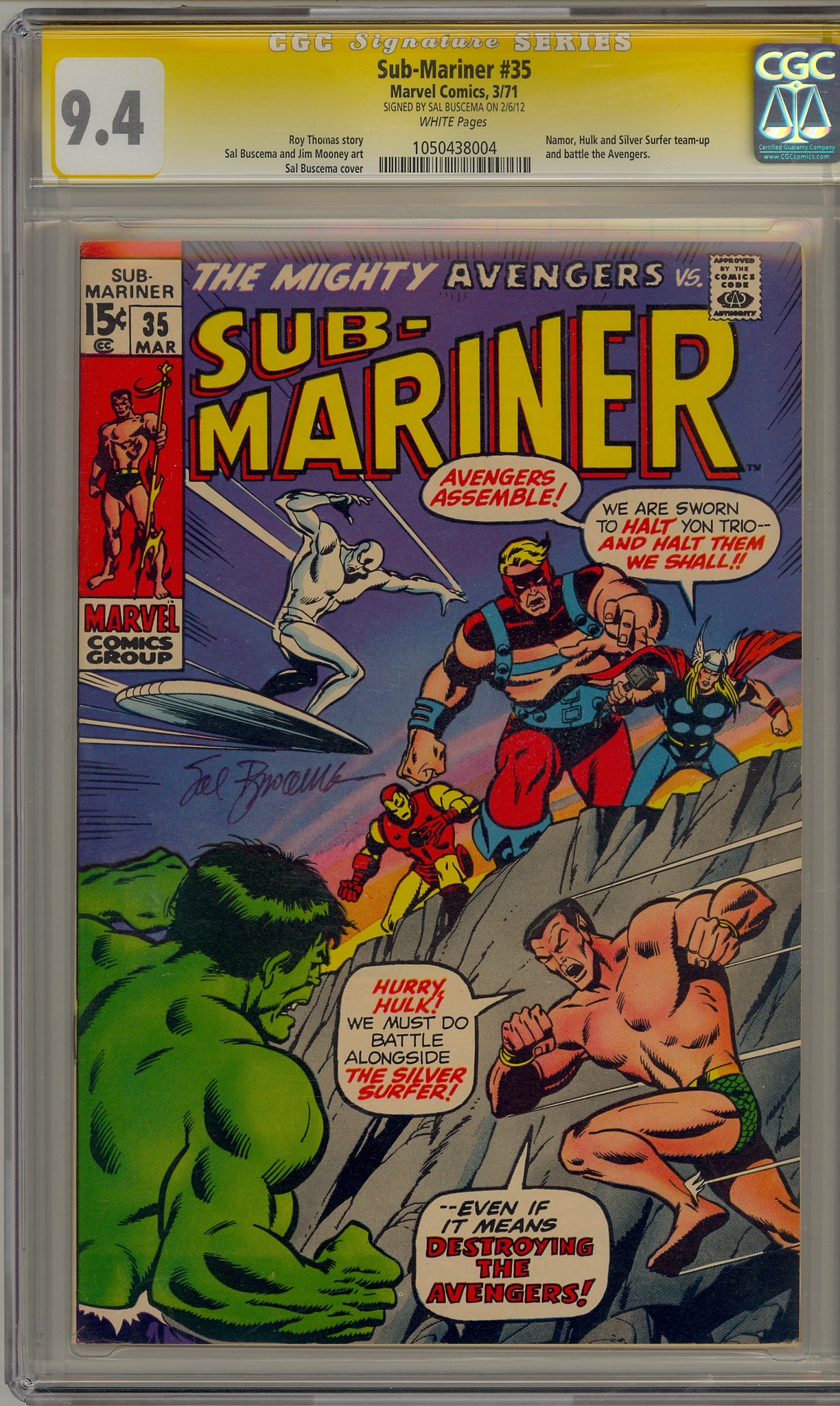 Sub-Mariner #35 (1971) CGC Signature Series - Avengers, Defenders