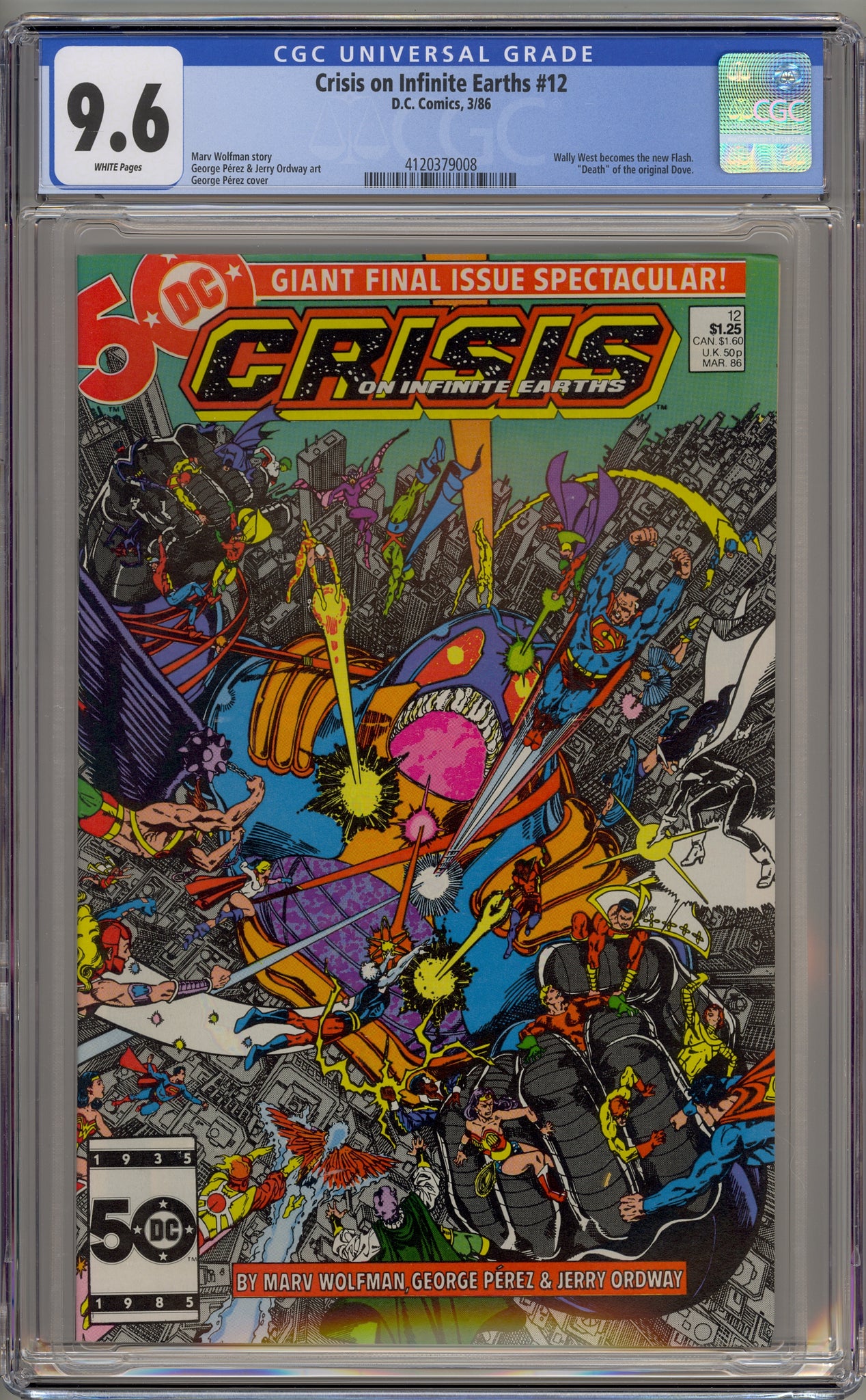 Crisis on Infinite Earths #12 (1986) Wally West Flash, Dove