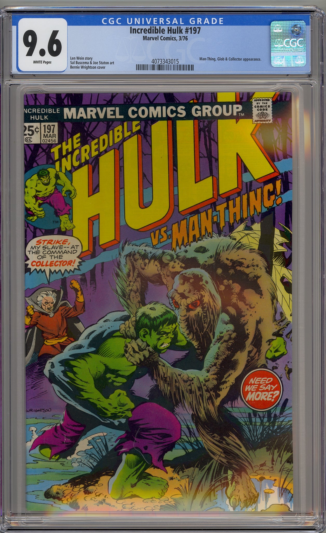 Incredible Hulk #197 (1976) Bernie Wrightson, Man-Thing, Collector