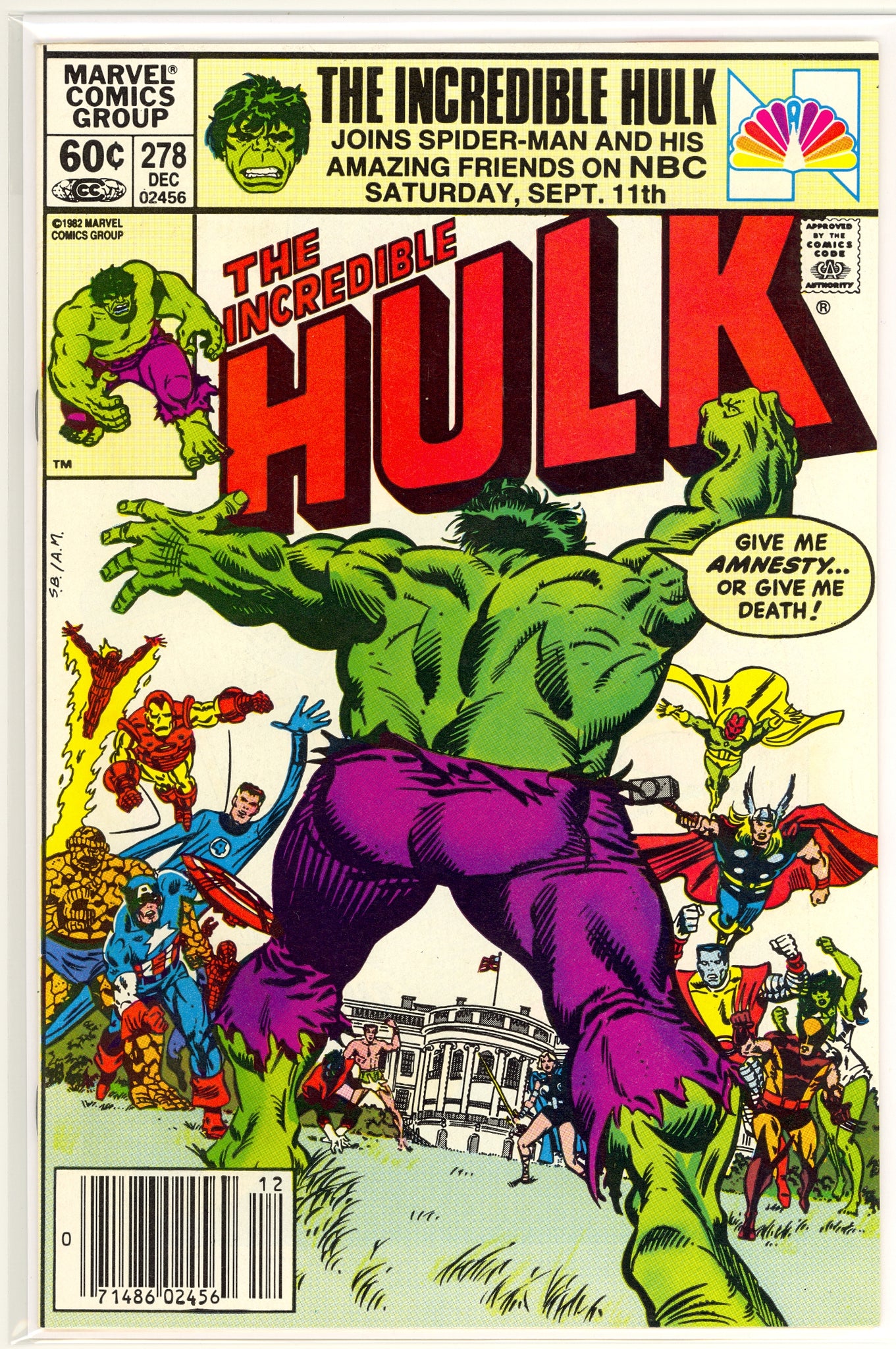 Incredible Hulk #278 (1982) newsstand edition - Avengers, Defenders, Fantastic Four, X-Men