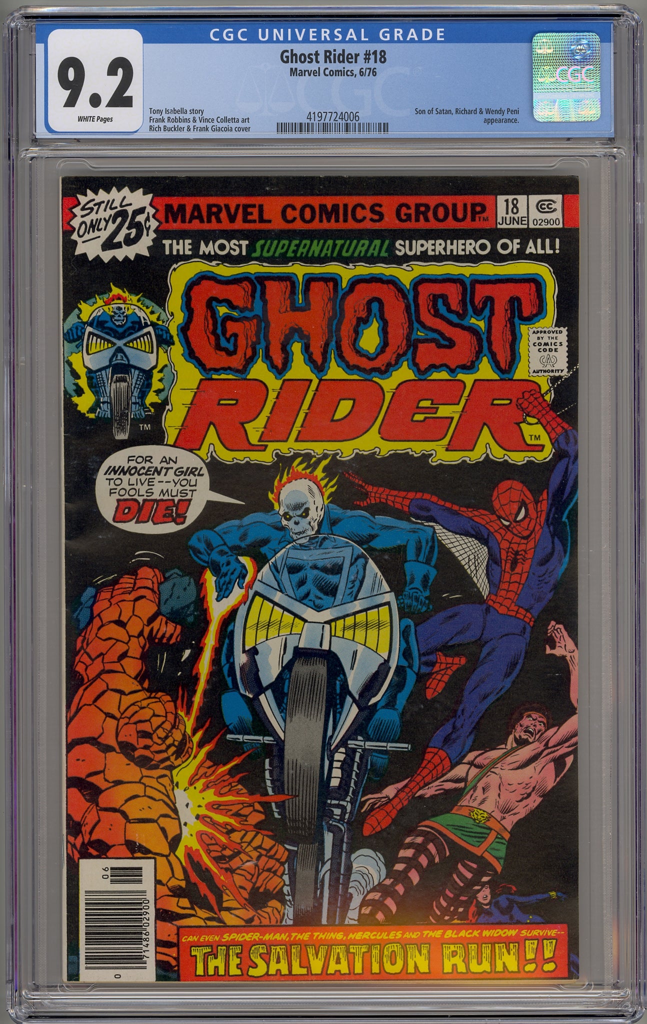 Ghost Rider #18 (1976) Spider-Man, Thing, Hercules, Son of Satan