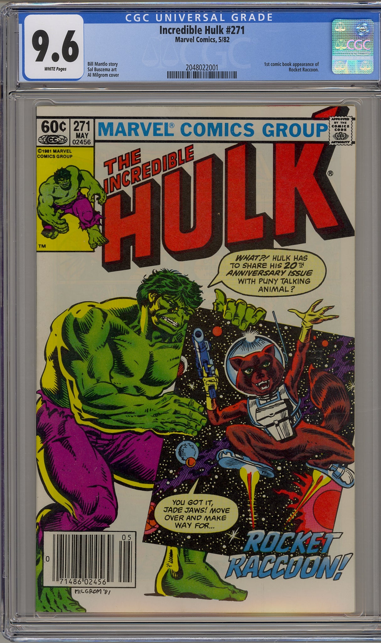 Incredible Hulk #271 (1982) newsstand edition - Rocket Racoon