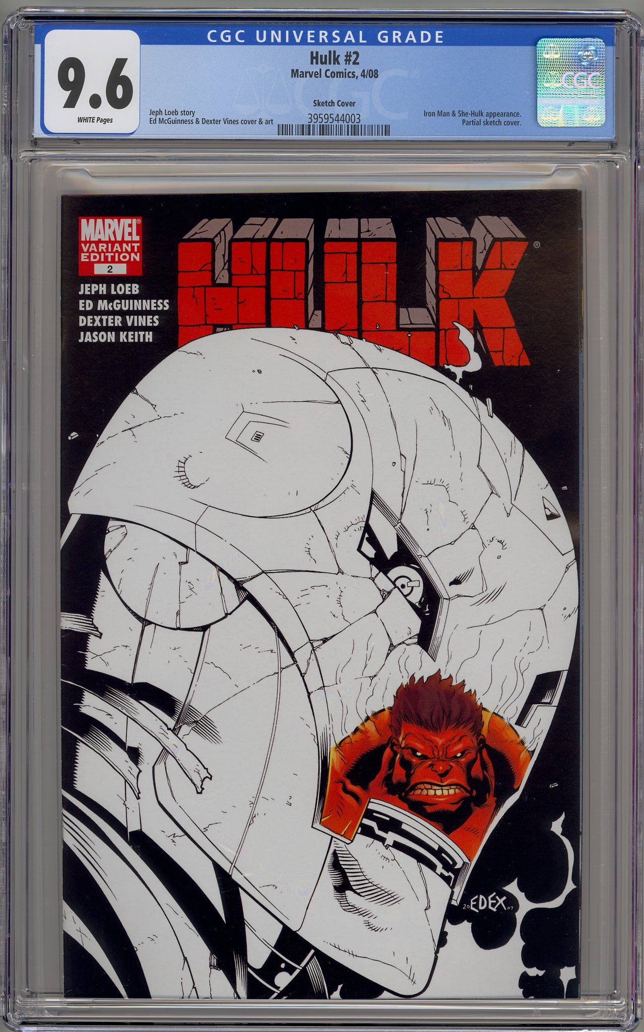 Hulk #2 (2008) sketch cover variant - Red Hulk, Atom Bomb