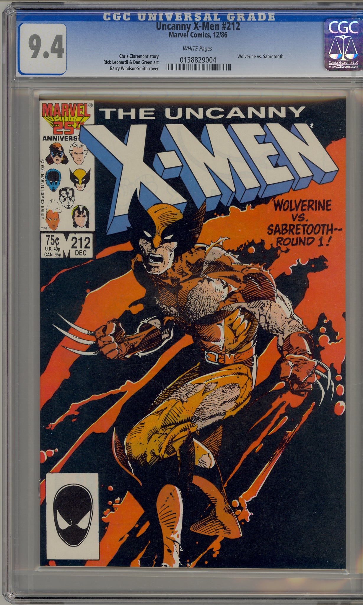 Uncanny X-Men #212 (1986) Wolverine, Sabertooth