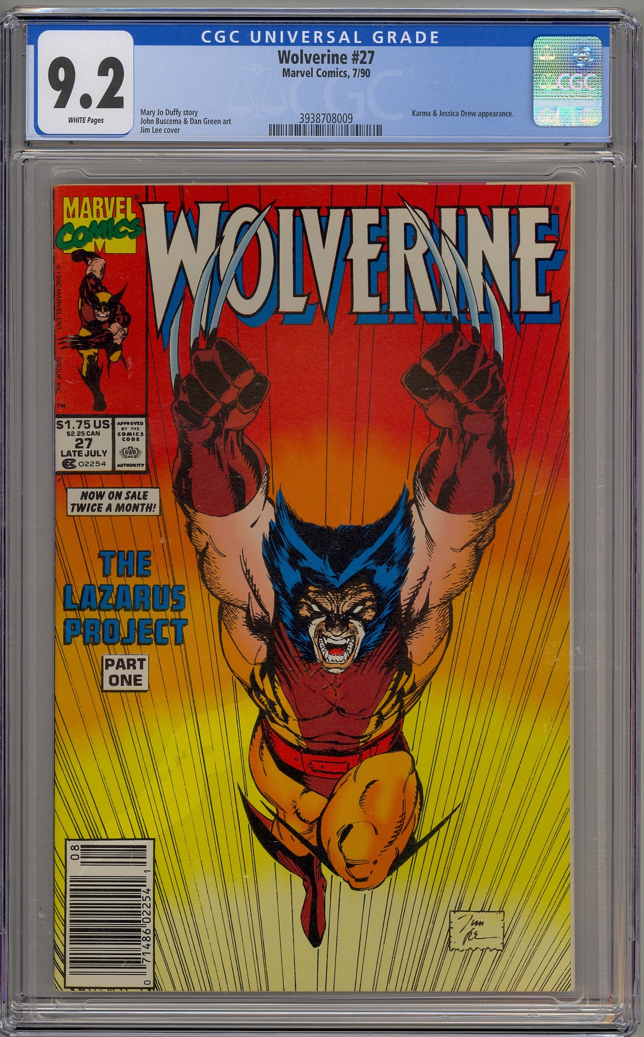 Wolverine #27 (1990) newsstand edition, classic Jim Lee cover