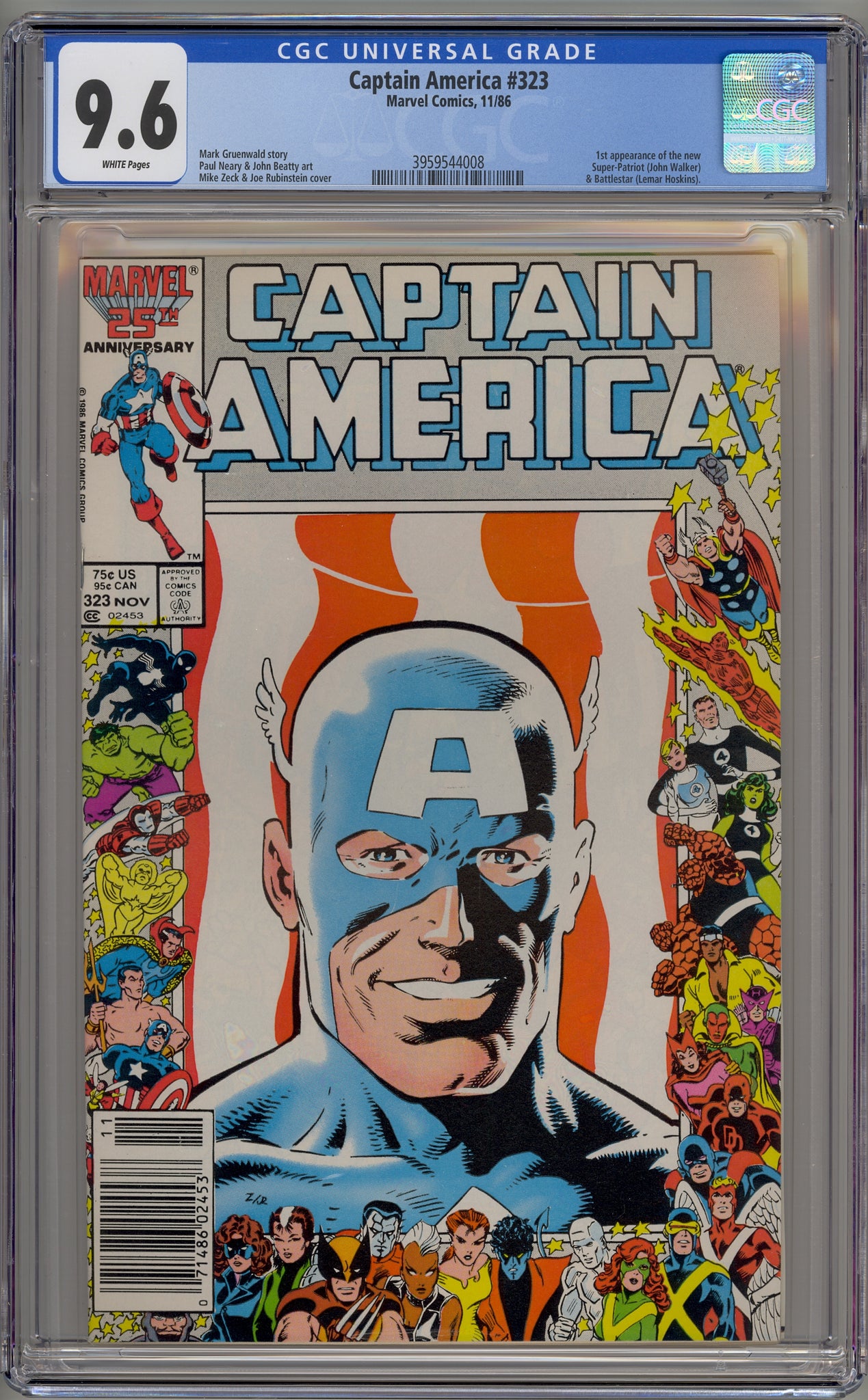 Captain America #323 (1986) newsstand edition - John Walker/Super Patriot