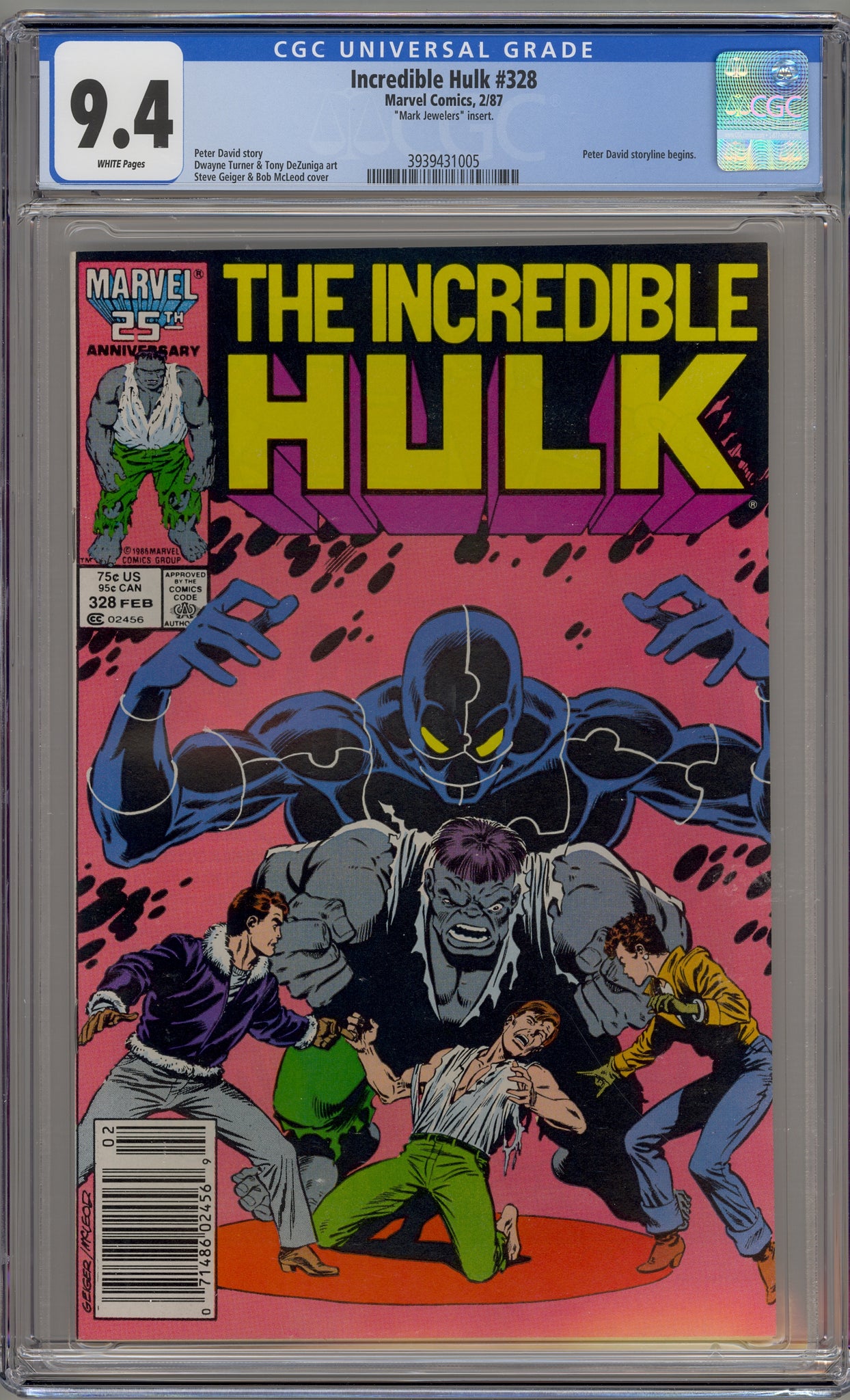 Incredible Hulk #328 (1987) Mark Jewelers variant - Peter David