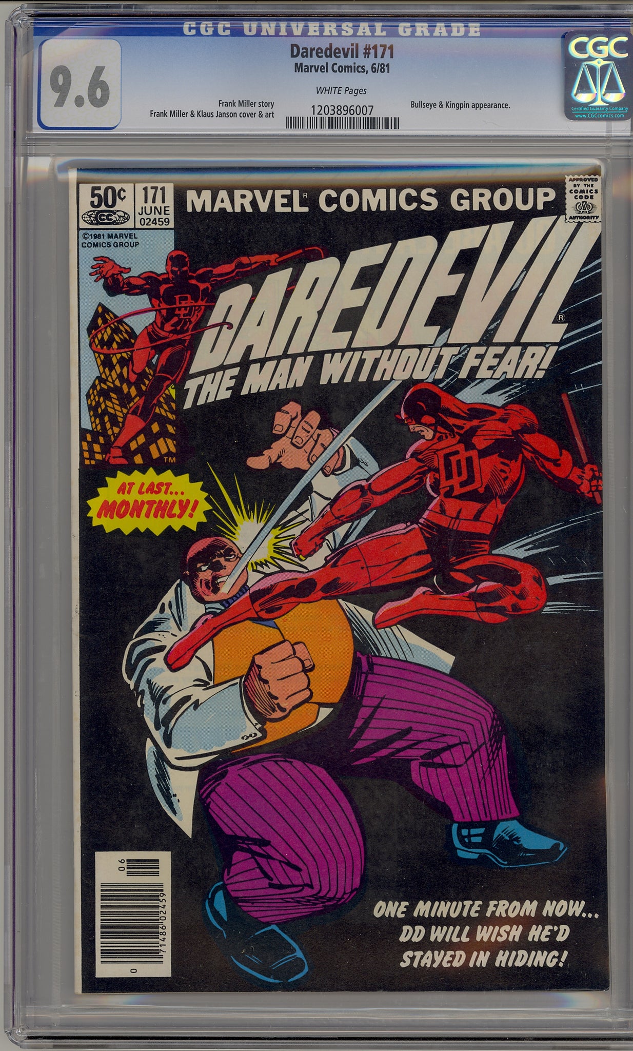 Daredevil #171 (1981) newsstand edition - Kingpin, Bullseye