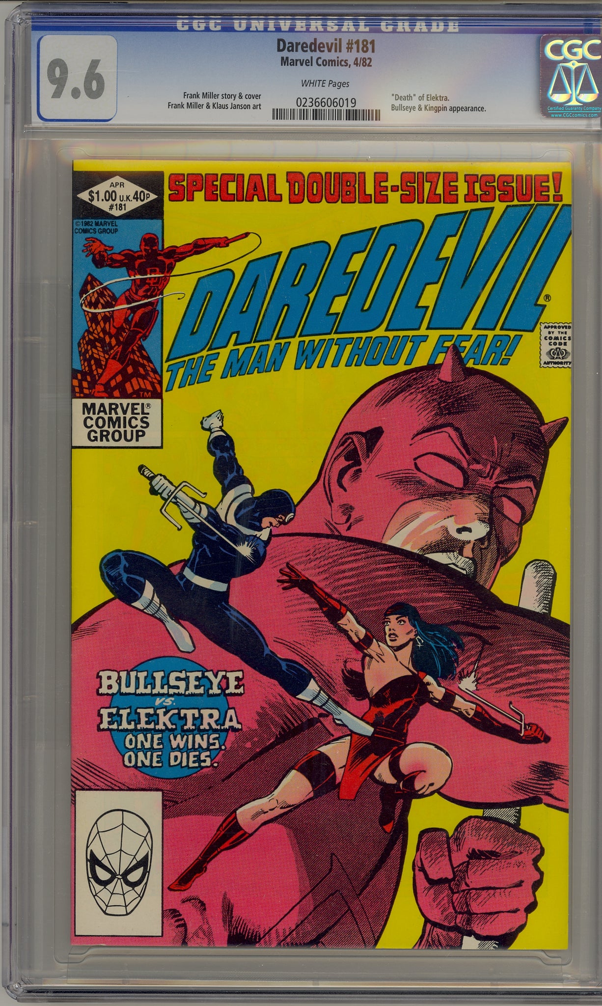 Daredevil #181 (1982) Elektra, Bullseye, Kingpin